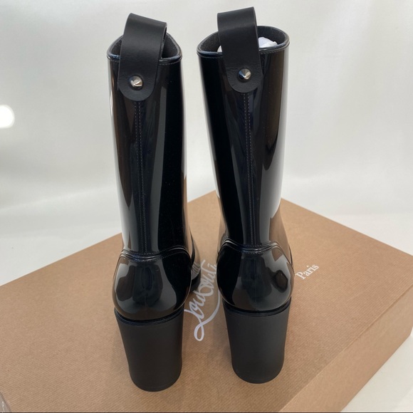 Christian Louboutin Loubirain Loubi Rain Boot Black PVC EU 37 US 7 - Picture 9 of 14